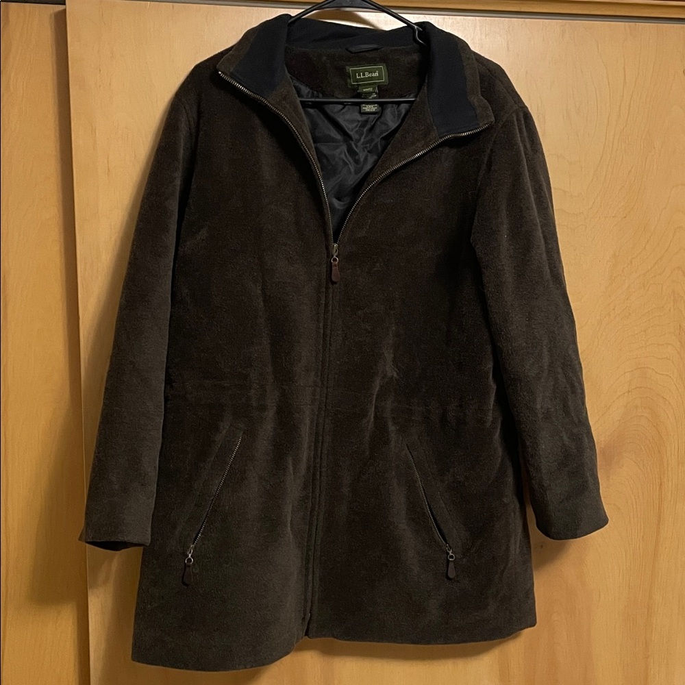 L.L. Bean Dark Brown Wool Blend Jacket Chore Barn Coat size large vintage
